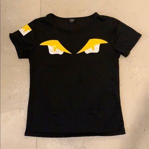 Black "fendi" shirt with yellow eyes